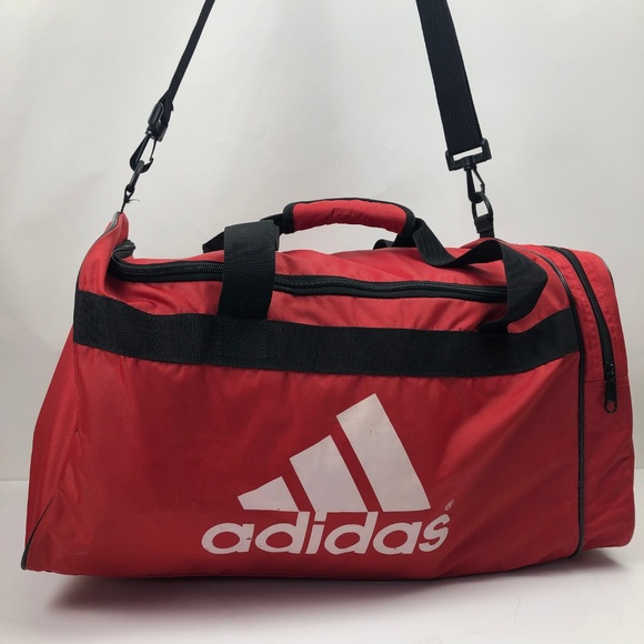 ADIDAS red & White DUFFLE SPORTS Gym bag - Picture 3 of 5